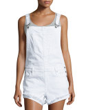 Strappy-Back Raw-Edge Shortall, Optic White