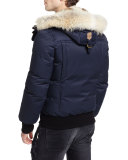 Dixon-C Lux Down Bomber Jacket w/Fur-Lined Hood, Navy