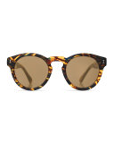 Leonard Round Monochromatic Sunglasses, Forest/Gold