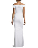Grazie Asymmetric Mermaid Gown, Bianco