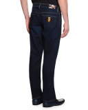 Five-Pocket Slim-Fit Denim Jeans, Blue