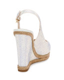 Crystal Wedge Espadrille Sandal, White