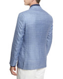 Wool-Blend Two-Button Blazer, Light Blue