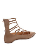Toerless Muse Caged Skimmer Red Sole Flat, Nude