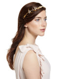 Crystal Flower & Golden Leaf Headband