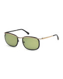 Shiny Metal Sunglasses, Rose Gold/Black