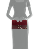 Faye Leather & Suede Clutch Bag, Dark Purple