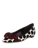 Gorina Polka-Dot Velvet Flat, Deep Red
