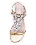 fedra jeweled leather sandal, old gold