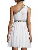 Emilyn One-Shoulder Silk Midi Dress, Ivory