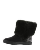 Vance Faux-Fur-Trim Microsuede® Bootie, Black, Toddler