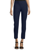 Washable Stretch-Crepe Ankle Pants, Midnight, Plus Size