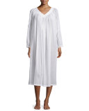 Jessy Long-Sleeve Long Cotton Gown, White