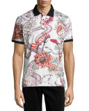 Floral & Snake Polo Shirt, White