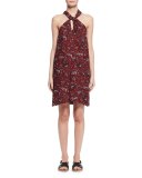 Aba Floral Voile Shift Dress, Burgundy