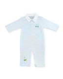 Mini Golf Striped Baby Hat, Light Blue