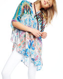 Perro Printed Dolman-Sleeve Poncho