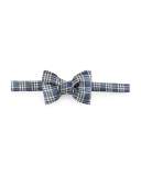 Textured Prince of Wales Plaid Bow Tie, Blue