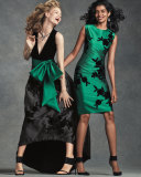 Sleeveless Embroidered Cocktail Dress, Emerald