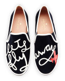 stefy "let's fly away" suede skate sneaker, navy