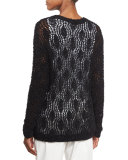 Open-Knit Sweater w/Silk Tank Underlay