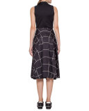 Tie-Front Sleeveless Top, Black