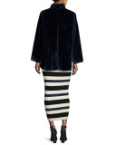 Culver Reversible Faux-Fur Coat, Deep Navy/Multicolor