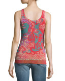 Floral-Print Tulle Tank, Pink Pattern