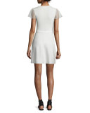 Point d'Esprit-Sleeve A-line Dress 