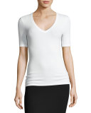 Short-Sleeve Fitted Jersey Tee, White