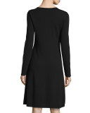 Cashmere Long-Sleeve Fit-&-Flare Dress