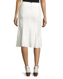 Linen Trumpet-Back Skirt, White
