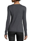 Sequined Sheer-Yoke Sweater