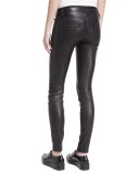 EM1801 Mid-Rise Leather Skinny W/ Zip Detail