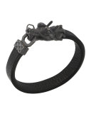 Naga Men's Dragon-Head Leather Bracelet, Black