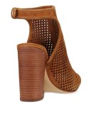 Jesse Perforated Open-Toe Bootie, Tan