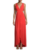 Sleeveless V-Neck Gown W/Cutouts, Bright Red