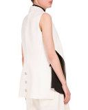 Asymmetric Button-Front 2-In-1 Vest, Off White