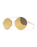 Essential Brow-Bar Round Sunglasses, Golden