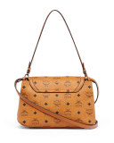Gold Visetos Small Satchel Bag, Cognac