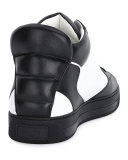 Monster Eye Leather High-Top Sneaker, White/Black