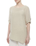 Crinkled Asymmetric Linen Tunic, Petite