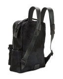 Tonal Camo-Print Nylon Backpack, Black