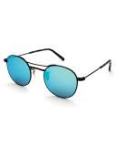 Orleans Mirrored Metal Universal-Fit Sunglasses, Black