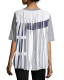 Ezra Short-Sleeve Pleated Top, Gray