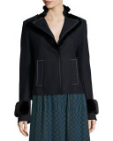 Whipstitched Mink Fur-Detail Jacket