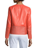 Aisha Leather Jacket with Illusion Trim