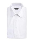 Slim-Fit Poplin Plastron Evening Shirt, White