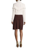 Viviam Cozy Cable Fringe-Trim Sweater