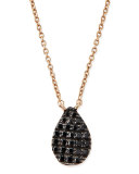 Rose Gold Black Diamond Teardrop Necklace